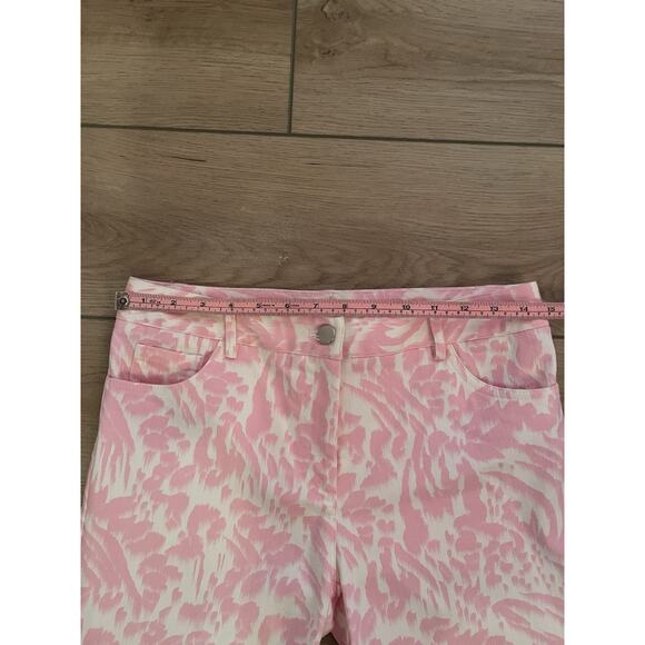 Elliott Lauren Pink And White Leopard Print Cropped Stretch Jeans Size 2 - Picture 6 of 15
